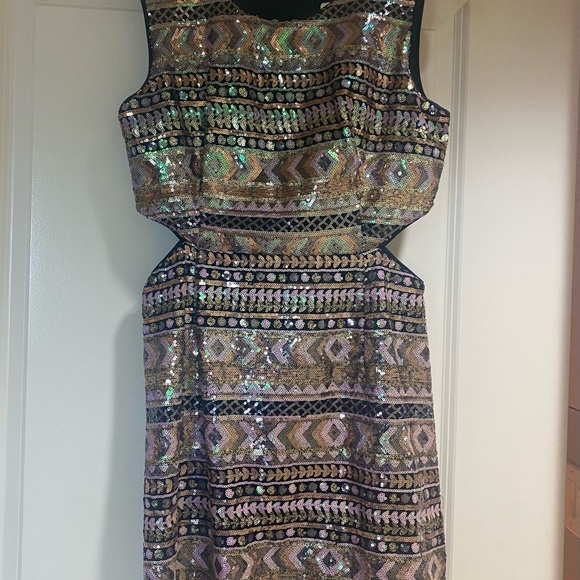 Multi-color sequin cut-out dress, sz L. - Picture 3 of 6